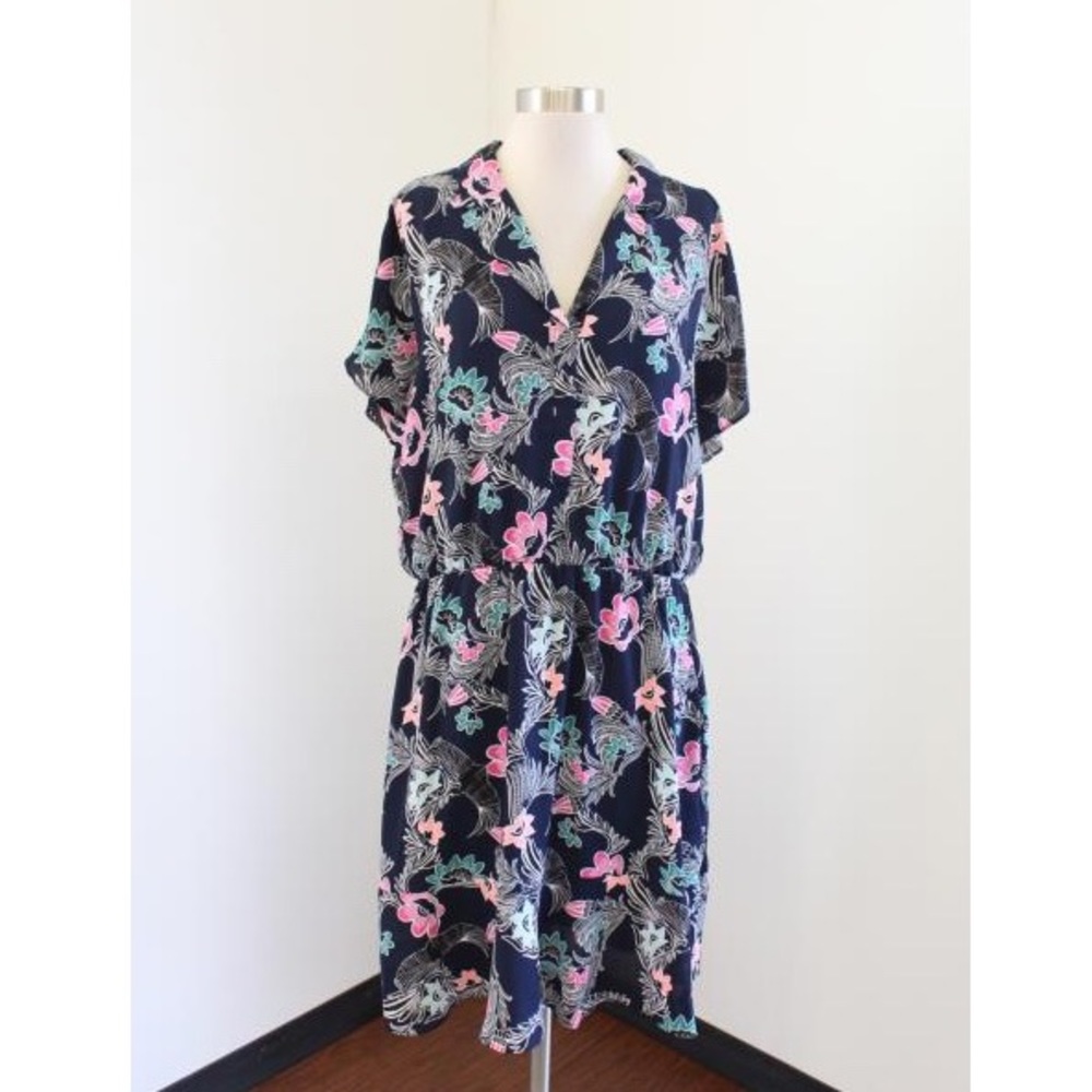 Banana Republic Floral Print Cinched Waist Dress